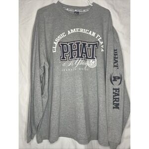 Vintage Y2K Phat Farm Long sleeve ShirtMen XL Gray Streetwear HipHop Graphic Tee